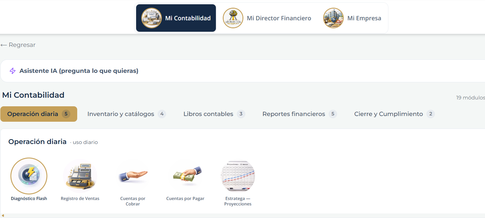 Mi Contabilidad — Operación diaria, inventario, libros contables y reportes