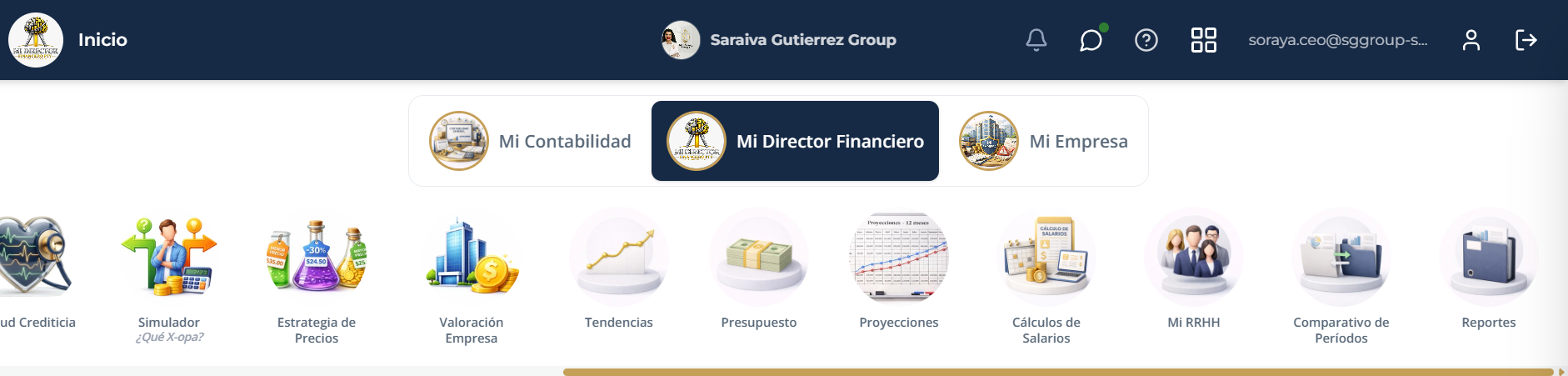 Mi Director Financiero — Presupuesto, Proyecciones, Cálculos de Salarios, Mi RRHH, Reportes
